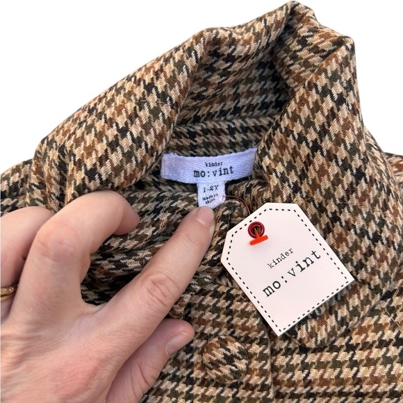 Kinder Mo: Vint‎ houndstooth children’s jacket brown 1-2Y - Picture 2 of 7